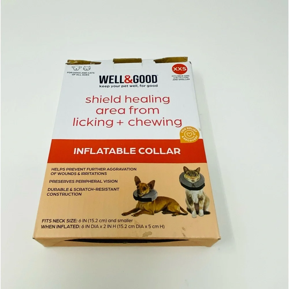 NWT Well & Good Inflatable Collar For Cats & Dogs XXS 6” Or Smaller Soft Durable